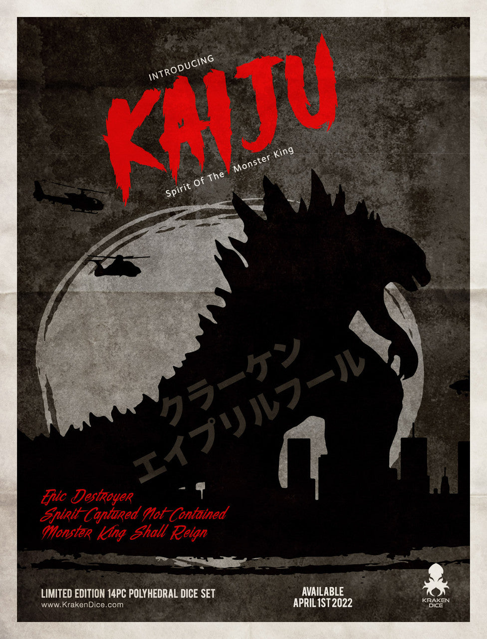 Kaiju: Spirit of the Monster King 14pc dice set for  TTRPGs